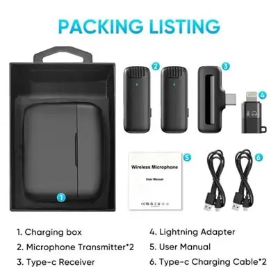 j13 wireless lavalier microphone with Lightning Device Adapter