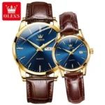 OLEVS 6898 Brown Blue luxury luminous watches for men waterproof
